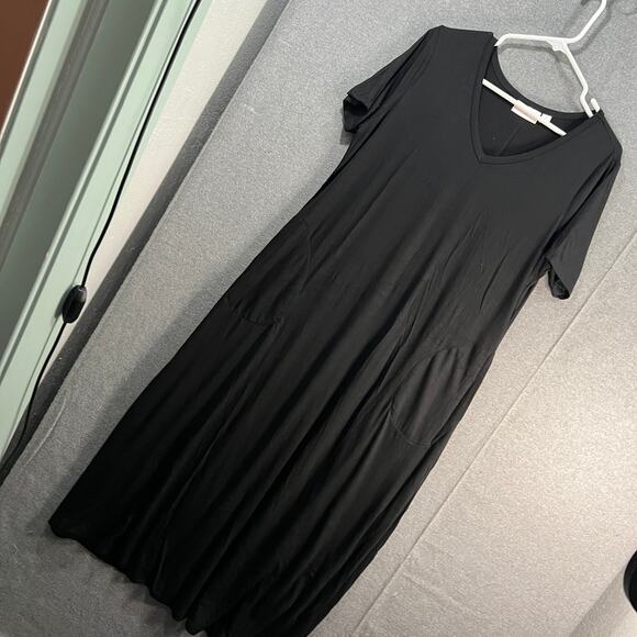 Belle by Kim Gravel V-Neck Maxi Dress Black Size Medium - Picture 1 of 15